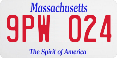 MA license plate 9PW024