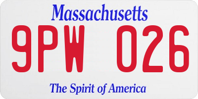 MA license plate 9PW026