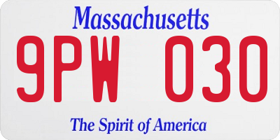 MA license plate 9PW030