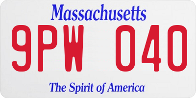 MA license plate 9PW040