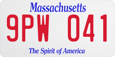 MA license plate 9PW041