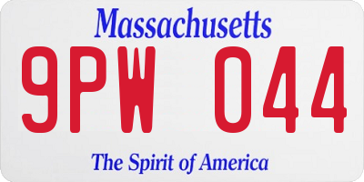 MA license plate 9PW044