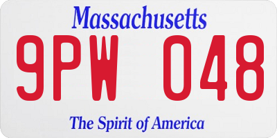 MA license plate 9PW048