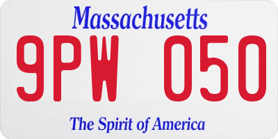 MA license plate 9PW050