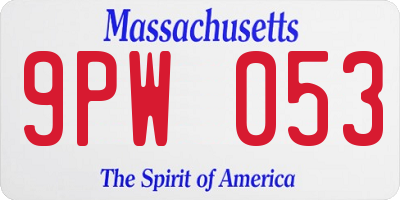 MA license plate 9PW053