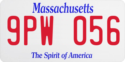 MA license plate 9PW056