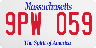 MA license plate 9PW059
