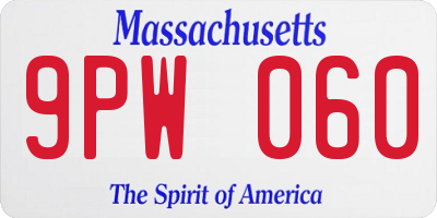 MA license plate 9PW060