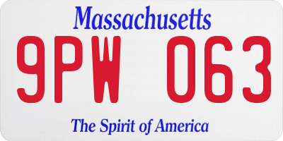 MA license plate 9PW063
