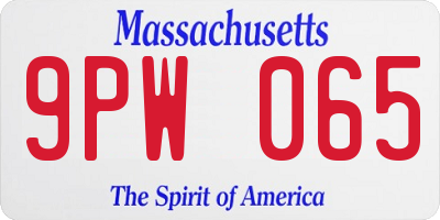 MA license plate 9PW065