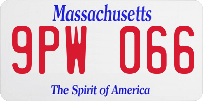 MA license plate 9PW066