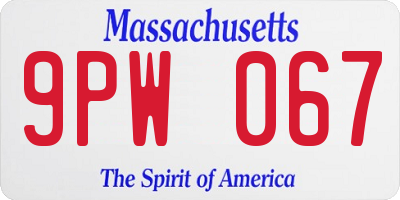 MA license plate 9PW067