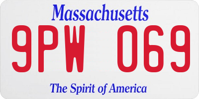 MA license plate 9PW069