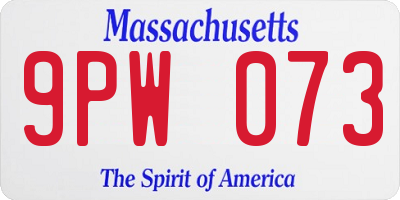 MA license plate 9PW073