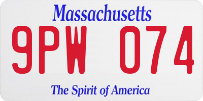 MA license plate 9PW074