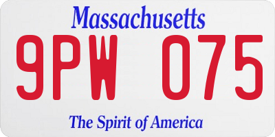 MA license plate 9PW075