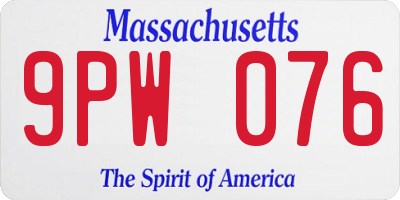 MA license plate 9PW076