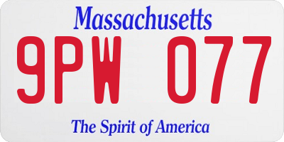 MA license plate 9PW077