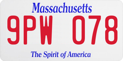 MA license plate 9PW078