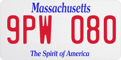MA license plate 9PW080