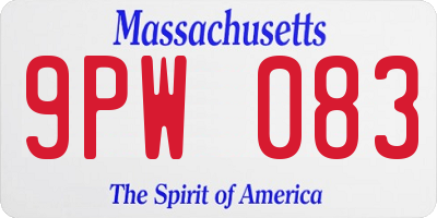 MA license plate 9PW083