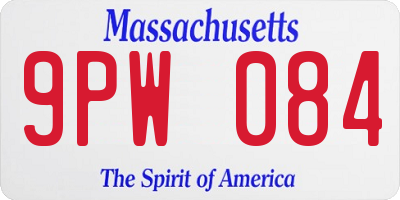 MA license plate 9PW084