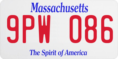 MA license plate 9PW086