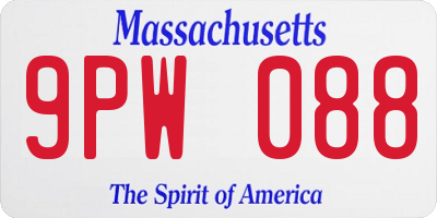 MA license plate 9PW088