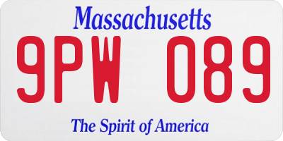 MA license plate 9PW089