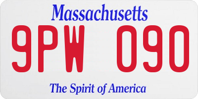 MA license plate 9PW090