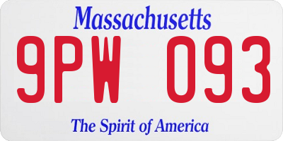 MA license plate 9PW093