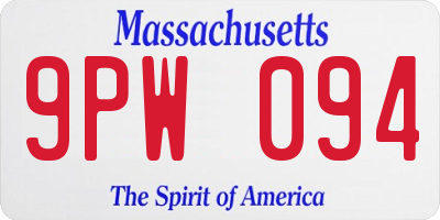 MA license plate 9PW094