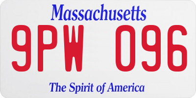 MA license plate 9PW096
