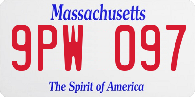 MA license plate 9PW097