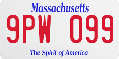 MA license plate 9PW099