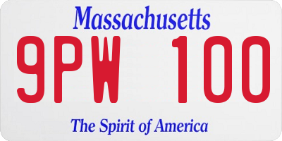 MA license plate 9PW100