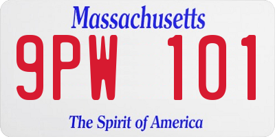MA license plate 9PW101