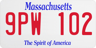 MA license plate 9PW102