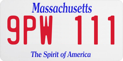 MA license plate 9PW111