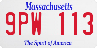MA license plate 9PW113