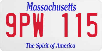MA license plate 9PW115