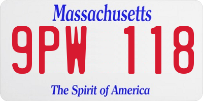 MA license plate 9PW118