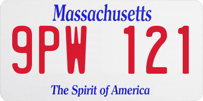 MA license plate 9PW121