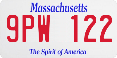 MA license plate 9PW122