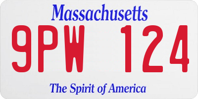MA license plate 9PW124