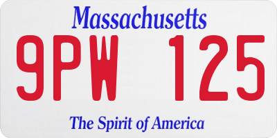MA license plate 9PW125