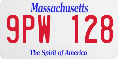 MA license plate 9PW128
