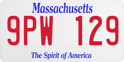 MA license plate 9PW129