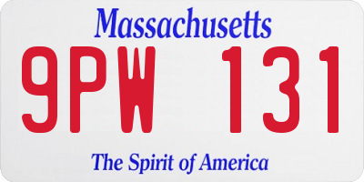 MA license plate 9PW131