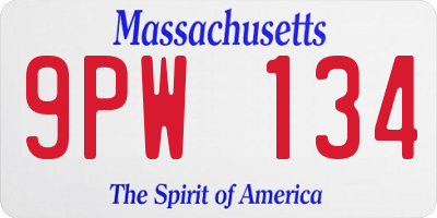 MA license plate 9PW134